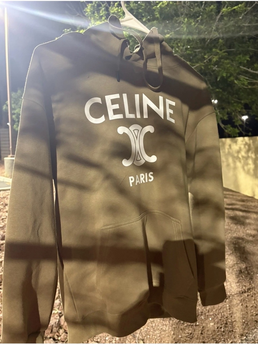 CELINE Loose Hoodie in Cotton Fleece khaki sz L. One small blemish - Picture 2 of 6